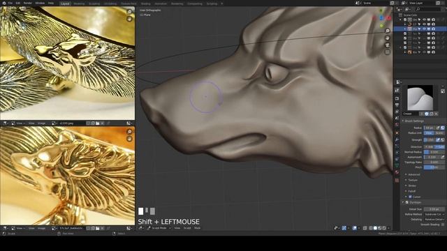 Моделирование кольца_04 в Blender3D в реальном времени. Modeling A Ring In Blender3D In Real Time.