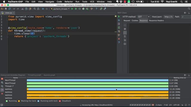 Thread Concurrency Visualization in PyCharm 5 смотреть онлайн