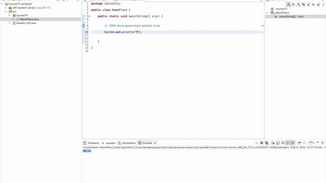 First Java Program / "System.out.print(" ") / \t /escape character смотреть онлайн