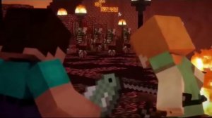 Майнкрафт анимация Стив половина Херобрин