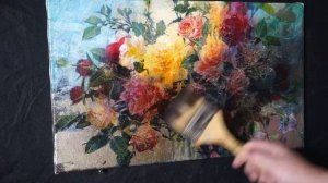 Розы в смешанной технике / живопись маслом по акриловым краскам