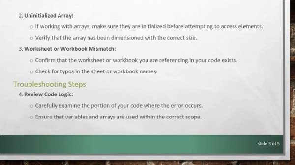 Troubleshooting Excel VBA Run-time Error 9: Subscript Out of Range