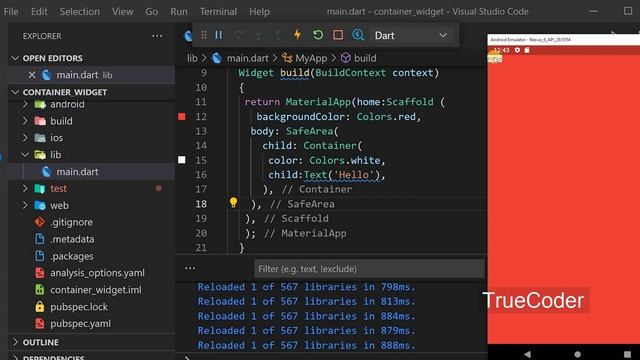 Container Widget in Flutter | Visual Studio Code | Flutter Tutorial | Part 7 смотреть онлайн