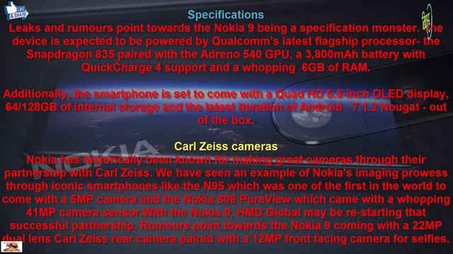 Nokia 9 | Snapdragon 835 | Carl Zeiss | Bazel-less Screen смотреть онлайн