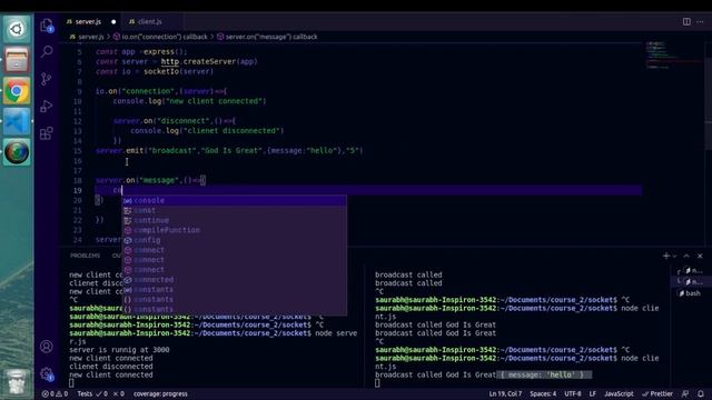 All about Node js Socket.io Clients-Server Events , emit events смотреть онлайн