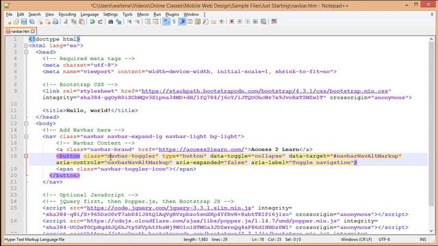 Building a Navbar in Bootstrap 4 and HTML5 смотреть онлайн