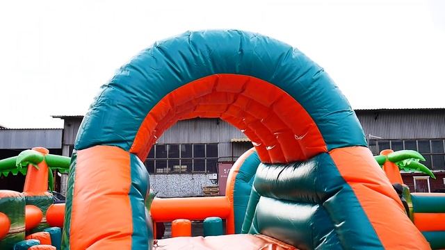 Надувной батут горка Панда Парк 16х8. Самый большой надувной батут тестируется ПромМашТестом смотреть онлайн