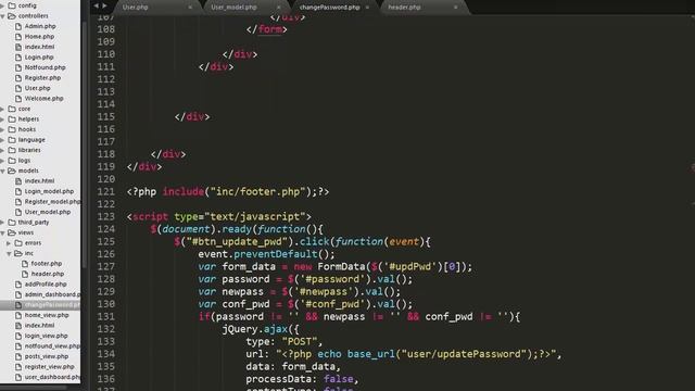 Developing The Functionality Of Updating Password Using CodeIgniter AJAX & JQuery Part-25