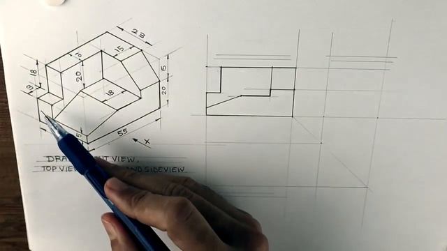 Orthographic Projection 14, Engineering drawing, Technical drawing смотреть онлайн