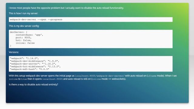 How to disable webpack dev server auto reload? смотреть онлайн