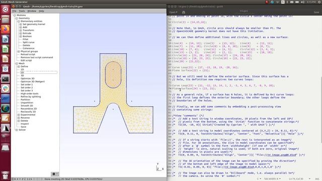 [GMSH tutorial 4] Built in functions, Hole in surface, Annotations and Entity colors смотреть онлайн