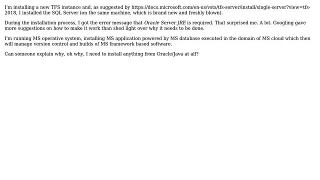 Why am I required to install Oracle JRE while installing TFS? смотреть онлайн