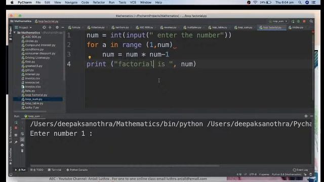 Python Programming Live #6, Working with loops , Summation , Factorial etc. смотреть онлайн