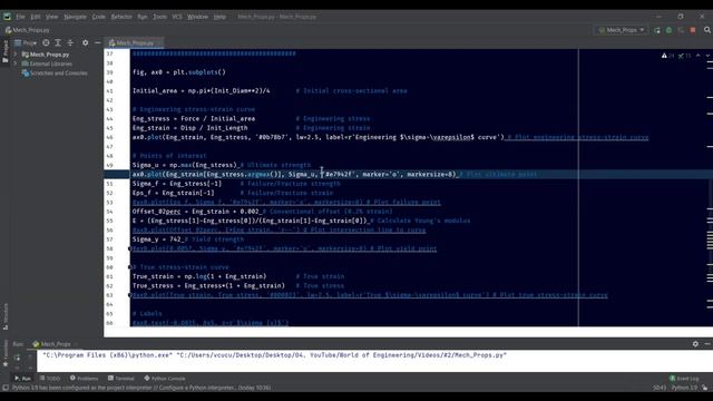 Engineering and True Stress-Strain Curves with Python [#2] смотреть онлайн