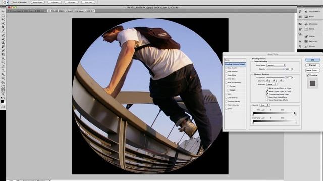 How to create a fisheye lens photo effect in Photoshop Tutorial смотреть онлайн
