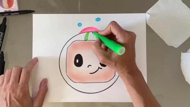 How to draw CocoMelon Watermelon | Как нарисовать АРБУЗ Кокомелон | Simple drawing | Cómo dibujar смотреть онлайн