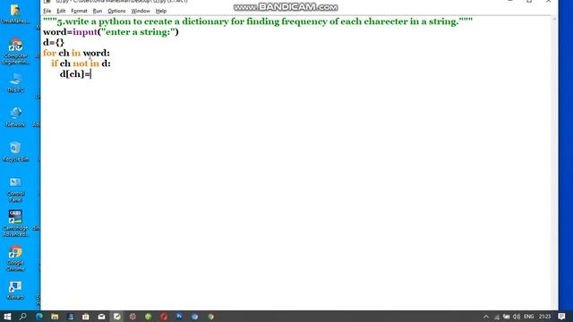 write a python to create a dictionary for finding frequency of each charecter in a string. смотреть онлайн