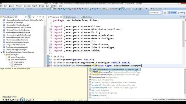 Single table inheritance strategy in hibernate смотреть онлайн