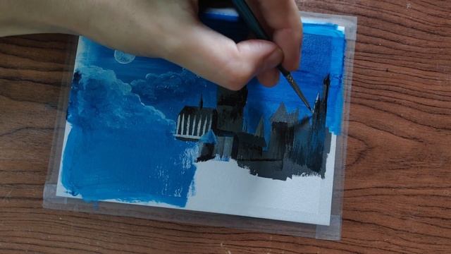 Landscape Challenge #9 - Hogwarts Castle(Harry Potter)/ Acrylic Painting for beginners /Easy &Simpl смотреть онлайн