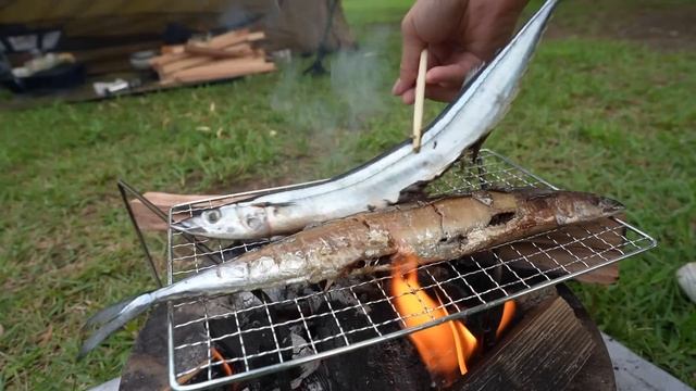 女ひとり、ワイルドなソロキャンプ泊がしたい。焚き火料理でサンマを焼く【徒歩キャンプ】 смотреть онлайн