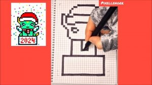 2024 Год Дракона Как рисовать по клеточкам Пиксель Арт How to Draw Simple Pixel Art 2024 Dragon