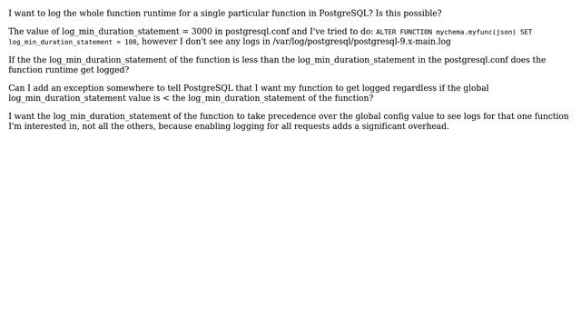 How can I enable logging for a single function in PostgreSQL? смотреть онлайн