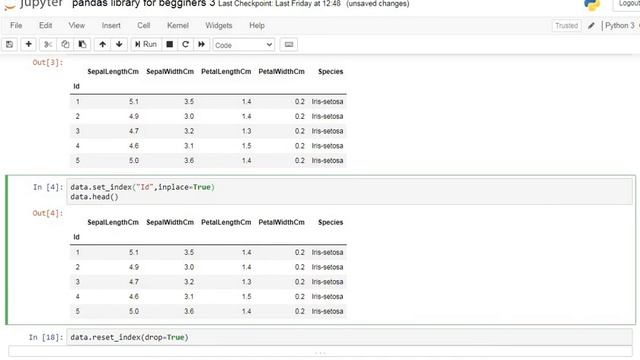Tutorial 31 : How to set index and reset index using pandas library in python | jupyter notebook смотреть онлайн