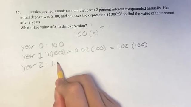 37. What is the value of x in the expression? Jessica opened a bank account that earns 2 percent смотреть онлайн