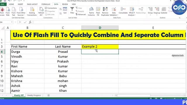 Excel Tricks : Use Of Flash Fill To Quickly Combine And Separate Column Data In Excel | dptutorials смотреть онлайн