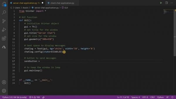 1. Python GUI Chat Application | Building GUI using Tkinter
