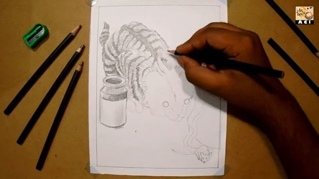 How to draw a mouse and a cat sketch. смотреть онлайн