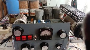 Работа  шарманки   3 МГЦ на нагрузку     Модернизация  аппарата. Усилитель мощности на  6   ГУ 50.