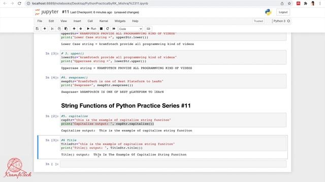 11. Python Practical: String functions [capitalize(), title(), lstrip()] by Ram Krishn Mishra смотреть онлайн