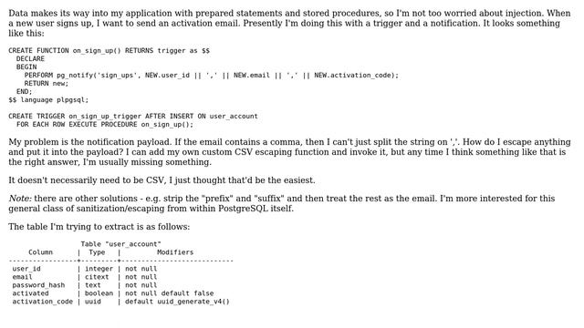 Databases: How to safely populate pg_notify payload? смотреть онлайн