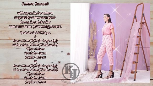 Summer Jumpsuit In Pink Batik Pattern