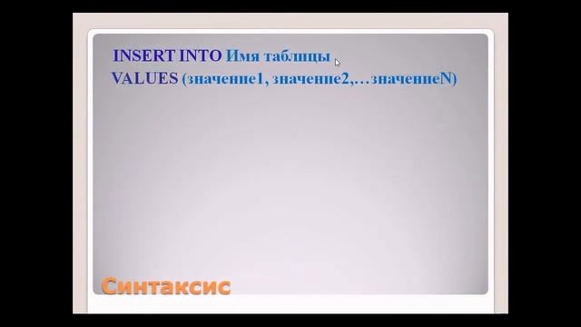 SQL Добавляем записи в таблицу INSERT смотреть онлайн