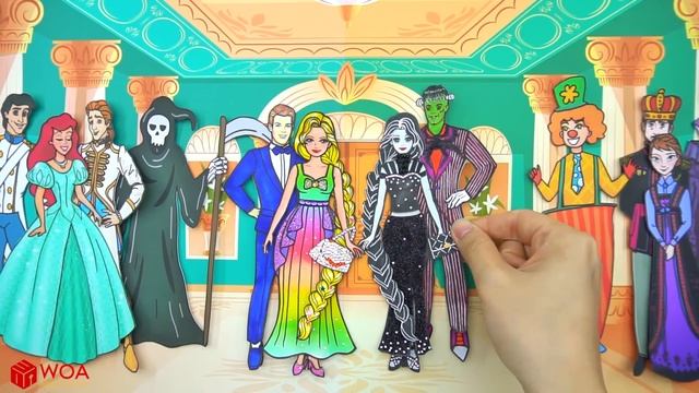 Paper Dolls Dress Up - Rapunzel And Sadako Dresses Handmade Quiet Book - Barbie Story & Crafts