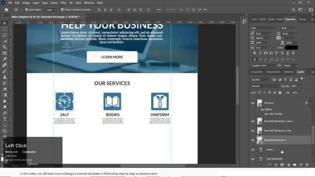 Web Template Design In Photoshop CC Step By Step | UI Design | смотреть онлайн