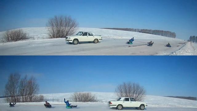 Экстримальное катание на тюбингах. смотреть онлайн