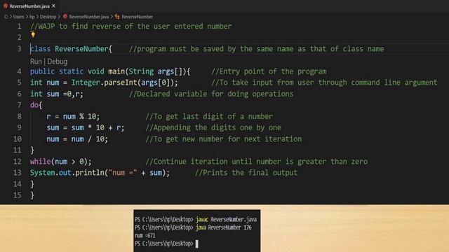 WAJP to reverse a user entered number | Java смотреть онлайн