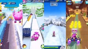 Talking Tom Hero Dash vs Super Wings Jet Run vs Sonic Dash vs Om Nom Run Gameplay