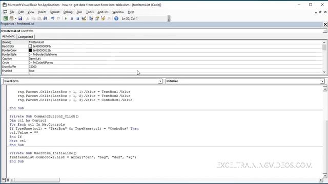 Get Data from UserForm into Table смотреть онлайн