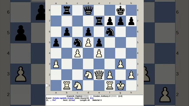 Kramnik, Vladimir vs Kosten, Anthony C | Oviedo Rapid45 Chess 1992 смотреть онлайн