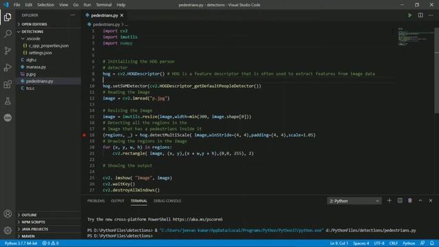 Pedestrians detection OpenCV in python | histogram oriented gradients| SVM | TELUGU | UNQCODER смотреть онлайн