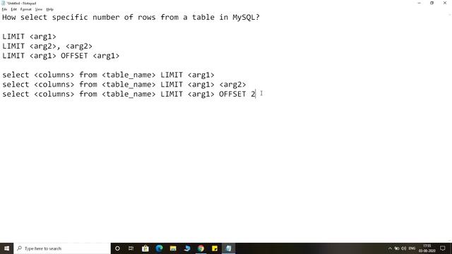 Select specific number of records from a table in MySQL | LIMIT | OFFSET | MySQL | Learn with Visha смотреть онлайн