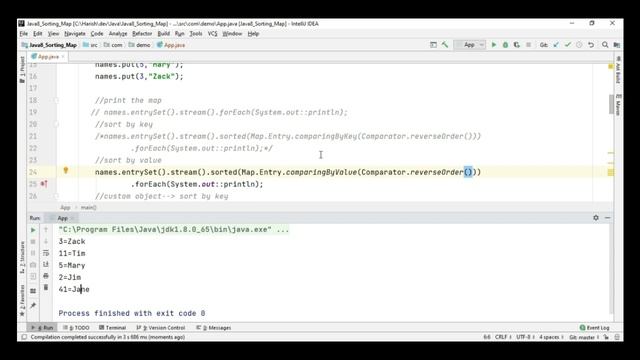Sort a map using Lambda | Java 8 смотреть онлайн