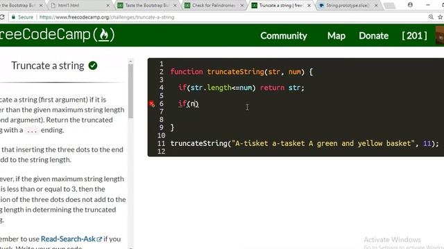 Truncate a string freecodecamp смотреть онлайн
