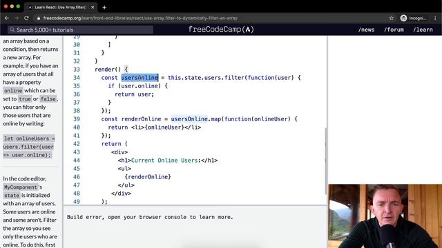 Use Array.filter() to Dynamically Filter an Array - React - Free Code Camp смотреть онлайн