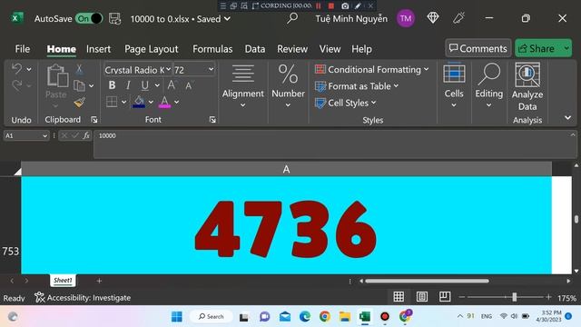 Numbers 10000 to 0 (Excel) смотреть онлайн