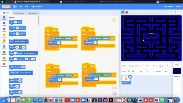 Pacman Game With MIT Scratch Block Programming.